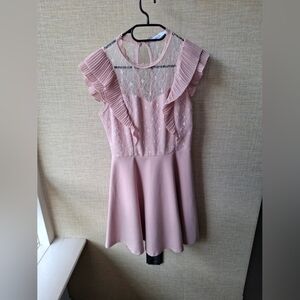 Pink Lace Ruffle Dress